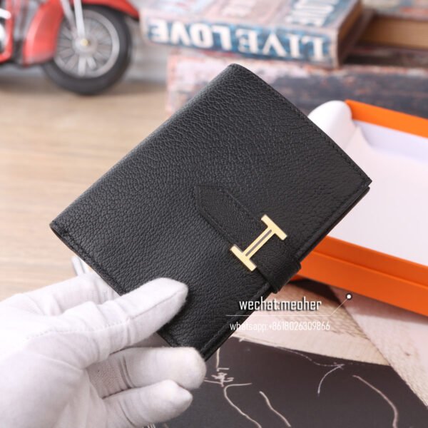 Hermes chevre bearn compact Wallet ck89 noir - Image 8