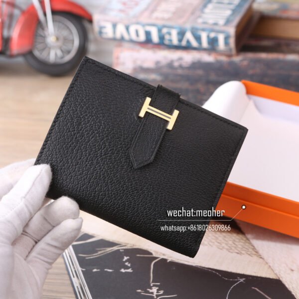 Hermes chevre bearn compact Wallet ck89 noir - Image 7