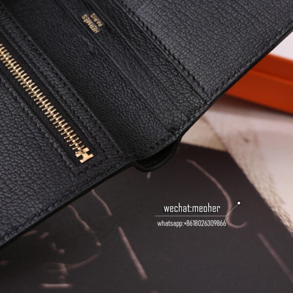Hermes chevre bearn compact Wallet ck89 noir - Image 4