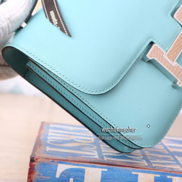 Hermes constance 19cm swift leather 3p bleu atoll lizard hardware - Image 7