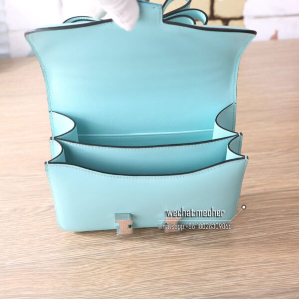 Hermes constance 19cm swift leather 3p bleu atoll lizard hardware - Image 10