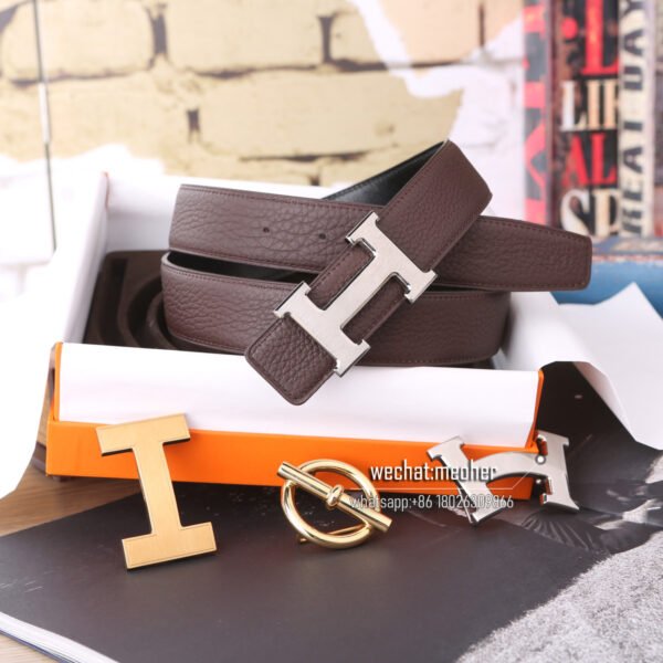 Hermes togo Belt 32mm chocolate - Image 10