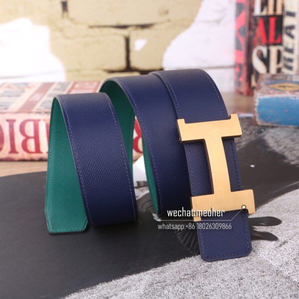 hermes epsom belt 42mm malachite/Sapphire Blue
