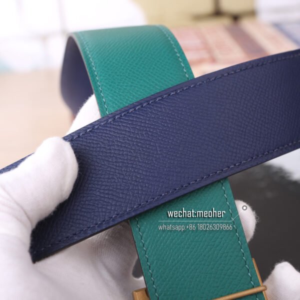 Hermès epsom Belt 42mm malachite/Bleu Abysse - Image 11