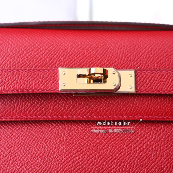 Hermes epsom kelly pochette 22cm Q5 rouge casaque - Image 2