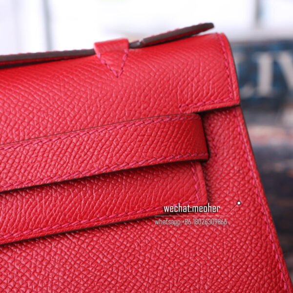 Hermes epsom kelly pochette 22cm Q5 rouge casaque - Image 3