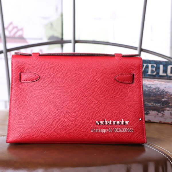 Hermes epsom kelly pochette 22cm Q5 rouge casaque - Image 4