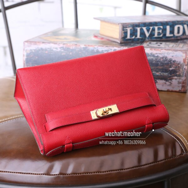 Hermes epsom kelly pochette 22cm Q5 rouge casaque - Image 5