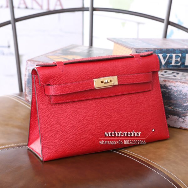 Hermes epsom kelly pochette 22cm Q5 rouge casaque - Image 6