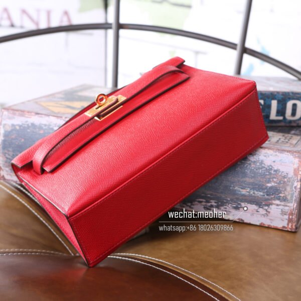 Hermes epsom kelly pochette 22cm Q5 rouge casaque - Image 9
