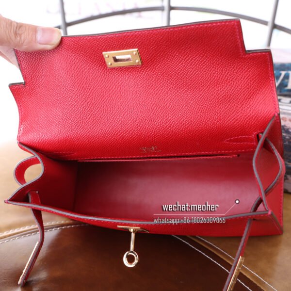 Hermes epsom kelly pochette 22cm Q5 rouge casaque - Image 13
