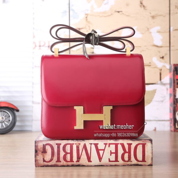 Hermes leather constance box 19cm B5 ruby - Image 2