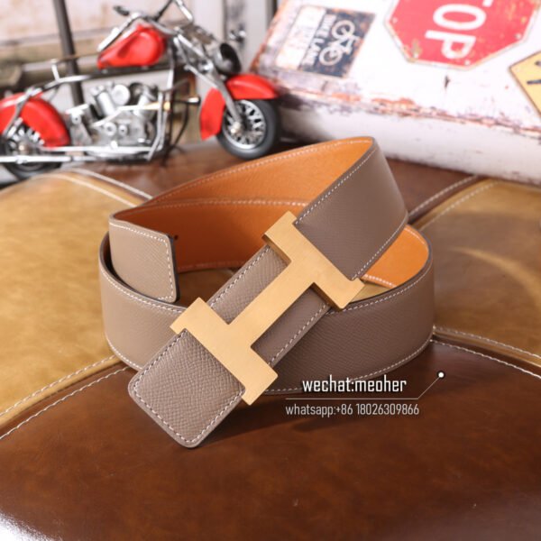 Hermès epsom Belt 42mm etoupe/gold - Image 7