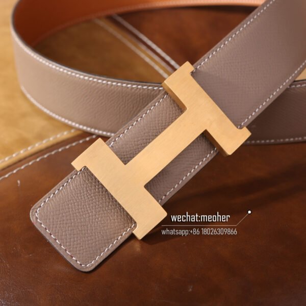 Hermès epsom Belt 42mm etoupe/gold - Image 8