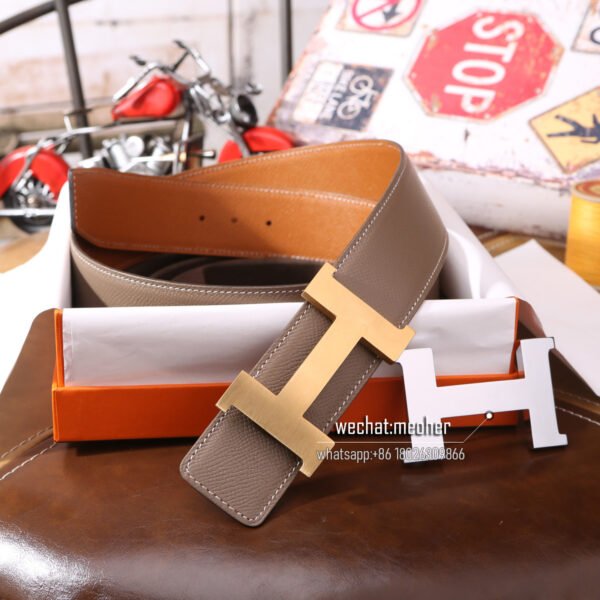 Hermès epsom Belt 42mm etoupe/gold - Image 11