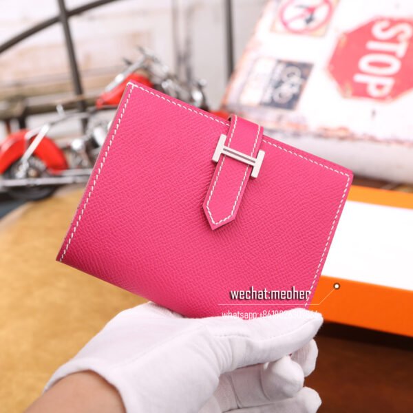Hermes epsom bearn compact Wallet E5 rose tyrien - Image 19