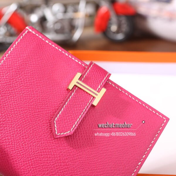 Hermes epsom bearn compact Wallet E5 rose tyrien - Image 9