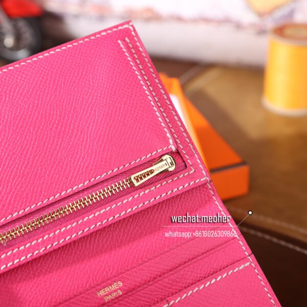 Hermes epsom bearn compact Wallet E5 rose tyrien - Image 6