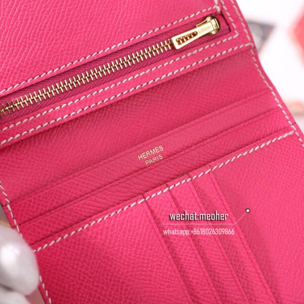 Hermes epsom bearn compact Wallet E5 rose tyrien - Image 5