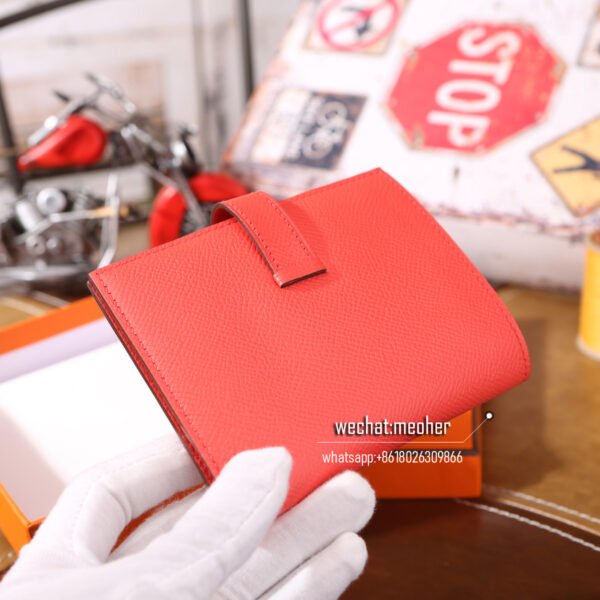 Hermes epsom bearn compact Wallet T5 rose jaipur - Image 7