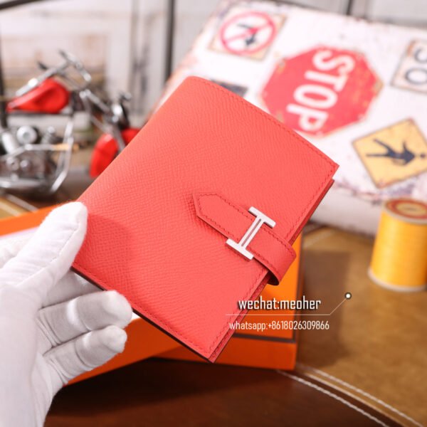 Hermes epsom bearn compact Wallet T5 rose jaipur - Image 6