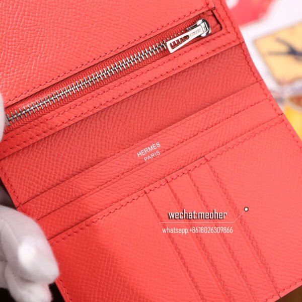 Hermes epsom bearn compact Wallet T5 rose jaipur - Image 4