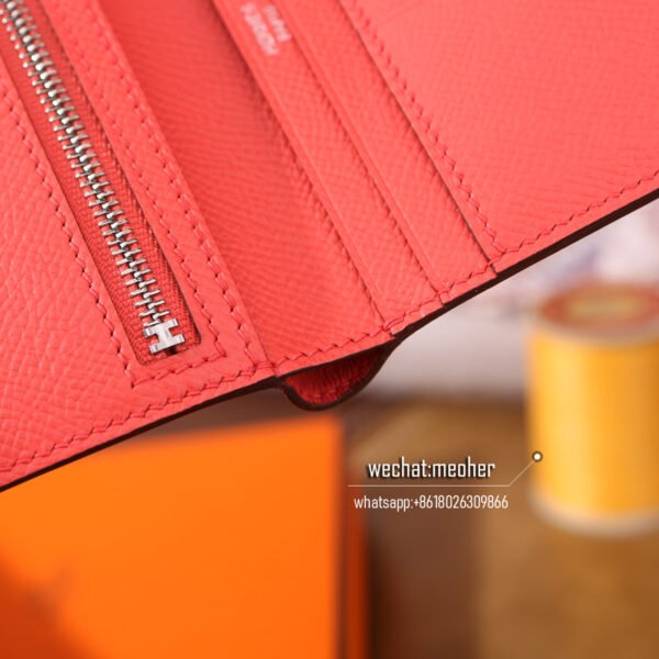 Hermes epsom bearn compact Wallet T5 rose jaipur - Image 3