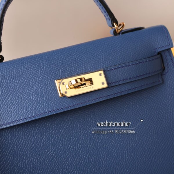 Hermes epsom mini kelly II 19cm 2R agate blue - Image 7