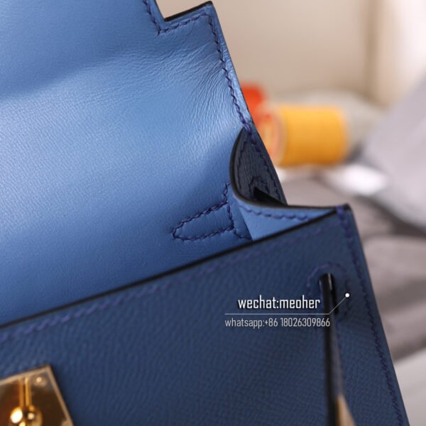 Hermes epsom mini kelly II 19cm 2R agate blue - Image 8