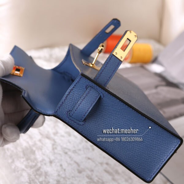Hermes epsom mini kelly II 19cm 2R agate blue - Image 9