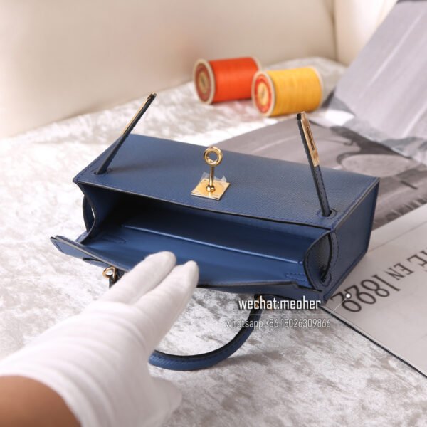 Hermes epsom mini kelly II 19cm 2R agate blue - Image 10
