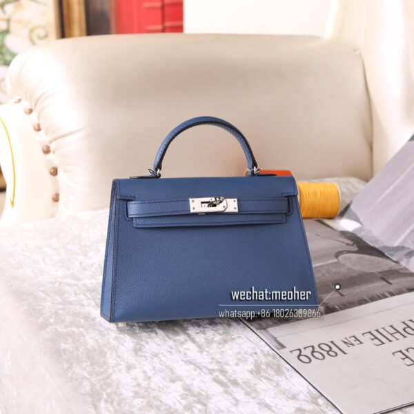 Hermes epsom mini kelly II 19cm 2R agate blue - Image 11