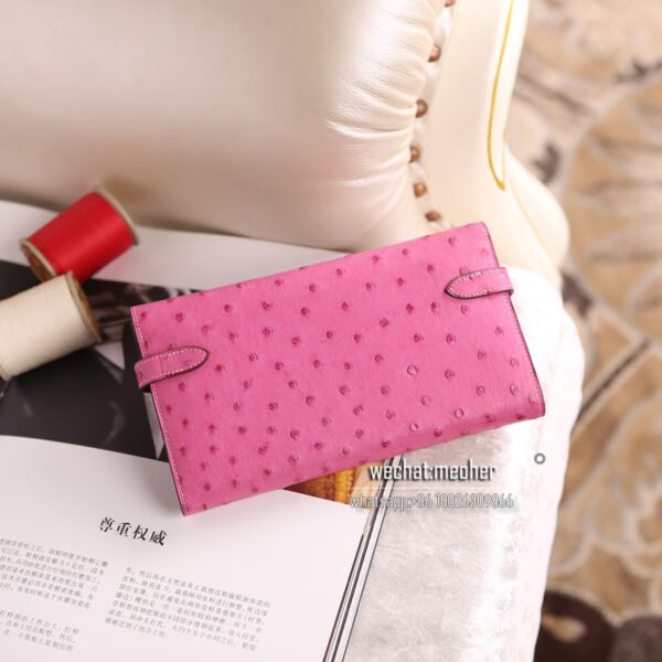 Hermes kk ostrich kelly wallet T5 Rose Jaipur - Image 2