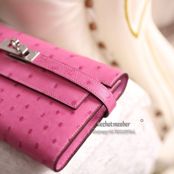 Hermes kk ostrich kelly wallet T5 Rose Jaipur - Image 3