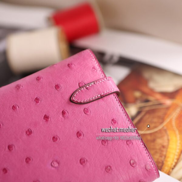 Hermes kk ostrich kelly wallet T5 Rose Jaipur - Image 4