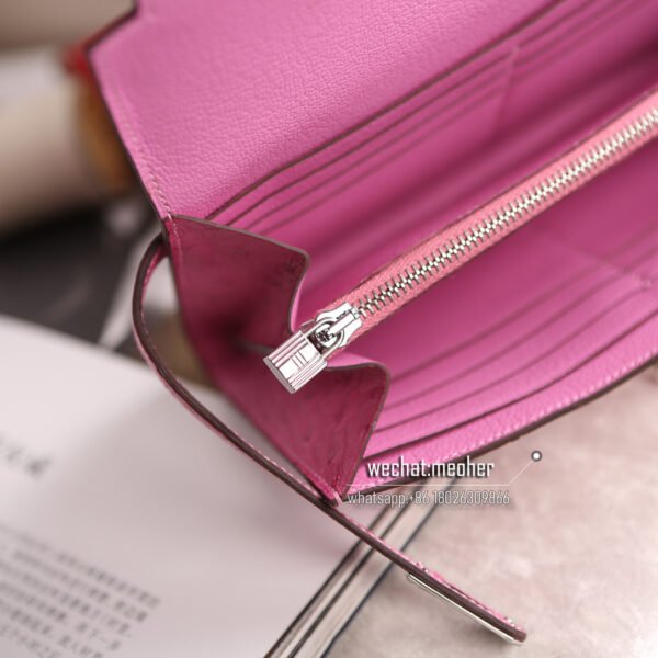Hermes kk ostrich kelly wallet T5 Rose Jaipur - Image 6