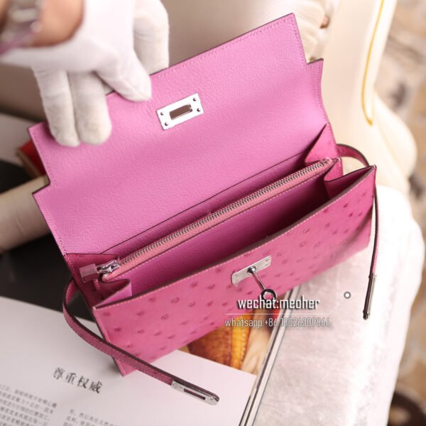 Hermes kk ostrich kelly wallet T5 Rose Jaipur - Image 7