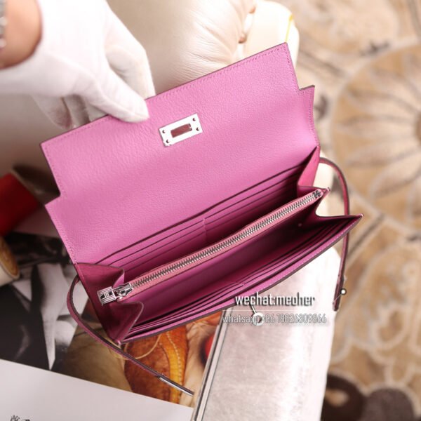 Hermes kk ostrich kelly wallet T5 Rose Jaipur - Image 8