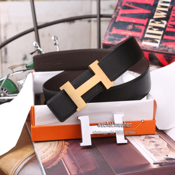Hermès epsom Belt 42mm black/coffee - Image 2