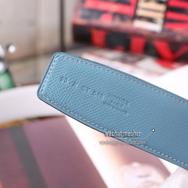 Hermès epsom Belt 42mm blue jean/white - Image 7