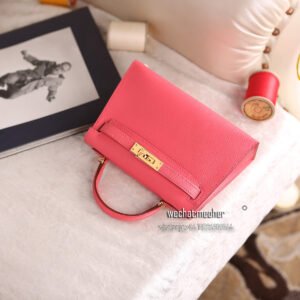 hermes chevre mini kelly II 8W rose azalea