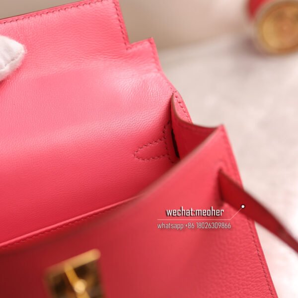Hermes chevre mini kelly II 8W rose azalea - Image 6