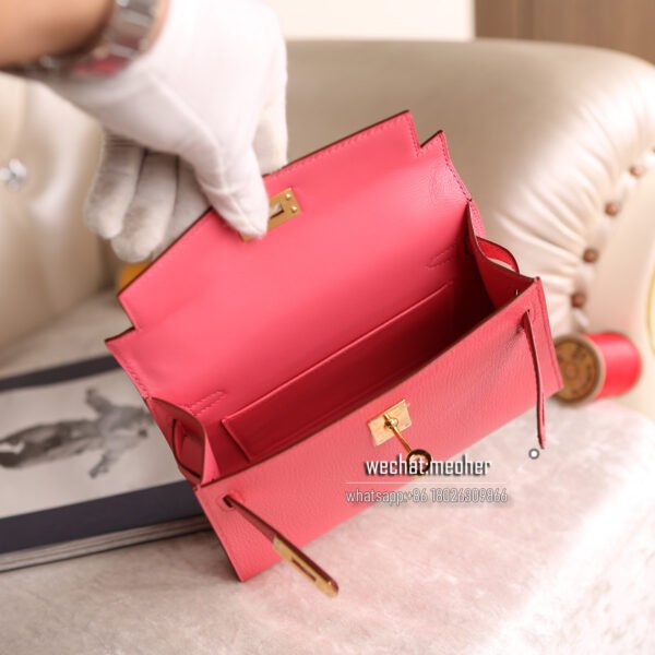 Hermes chevre mini kelly II 8W rose azalea - Image 7