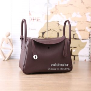 Hermes Lindy 30 Bag in coffee/violet Togo Leather