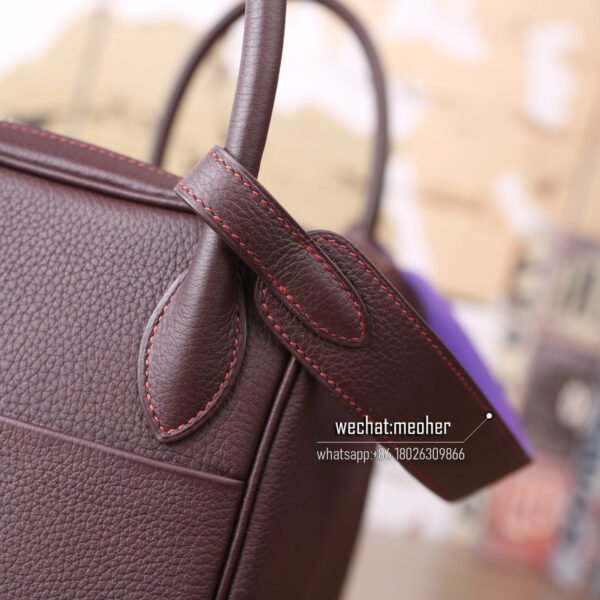 Hermes Lindy 30cm togo coffee/violet two-tone - Image 4