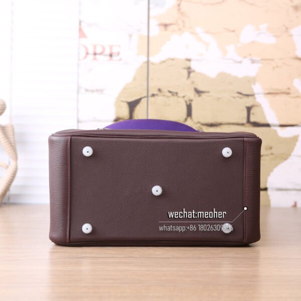Hermes Lindy 30cm togo coffee/violet two-tone - Image 6