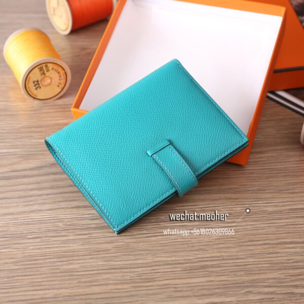 Hermes togo bearn compact Wallet 7F blue paon - Image 10