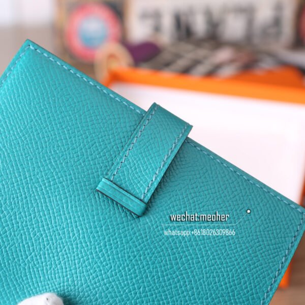 Hermes togo bearn compact Wallet 7F blue paon - Image 8