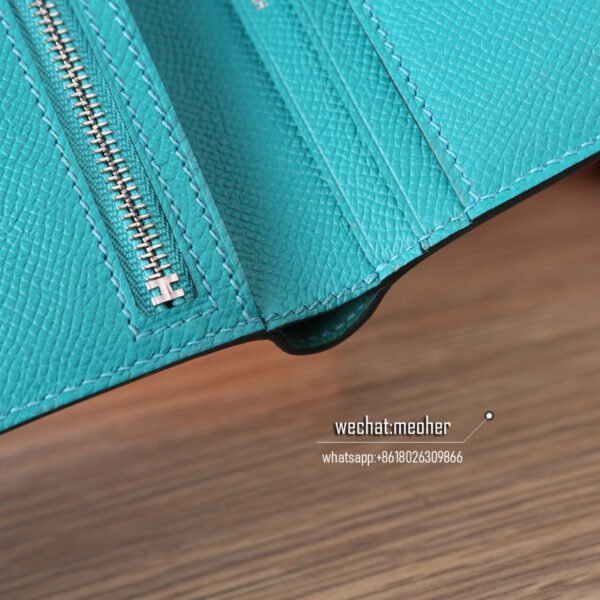 Hermes togo bearn compact Wallet 7F blue paon - Image 3