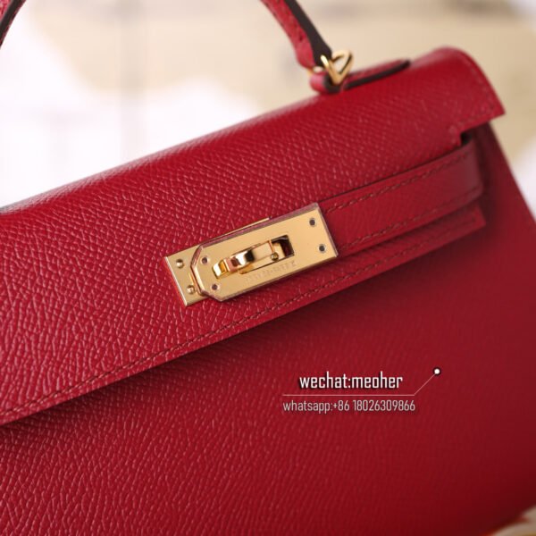 Hermes epsom mini kelly II 19cm k1 rouge grenat - Image 7